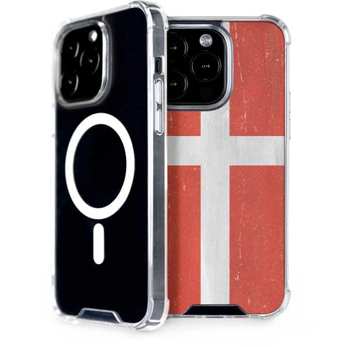 Denmark Flag Distressed iPhone 15 Pro MagSafe Case
